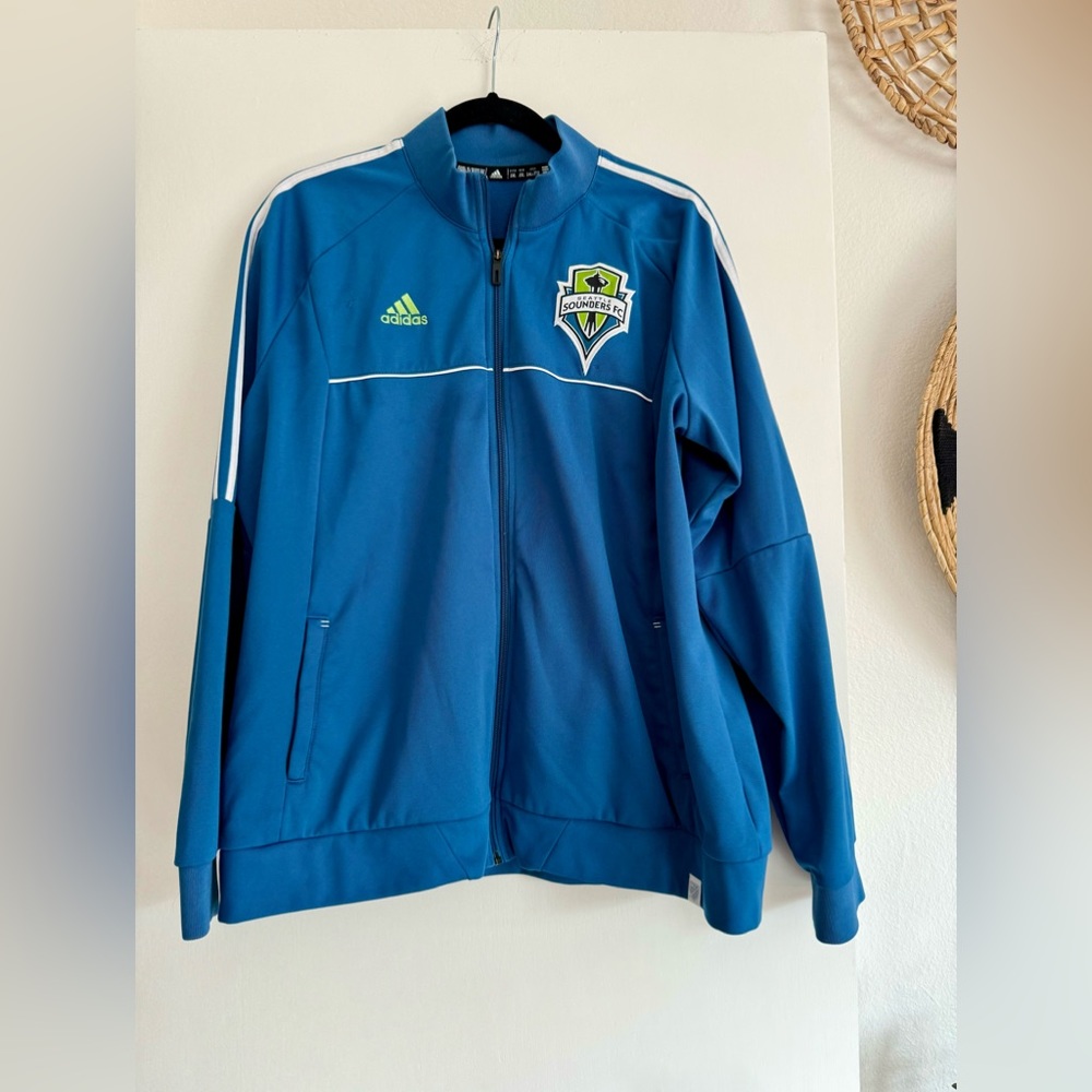 Seattle Women’s Sounders Light Zip-up Blue ADIDAS Jacket PLUS SUZE 2X